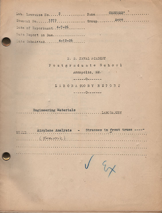 Emile Choureé Naval Academy Post-Graduate Examination, 1926