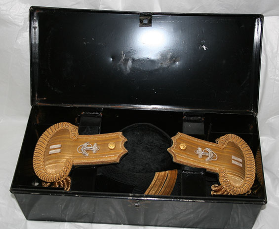 Bicorn Hat & Epaulettes Stored in Sheet Metal Box