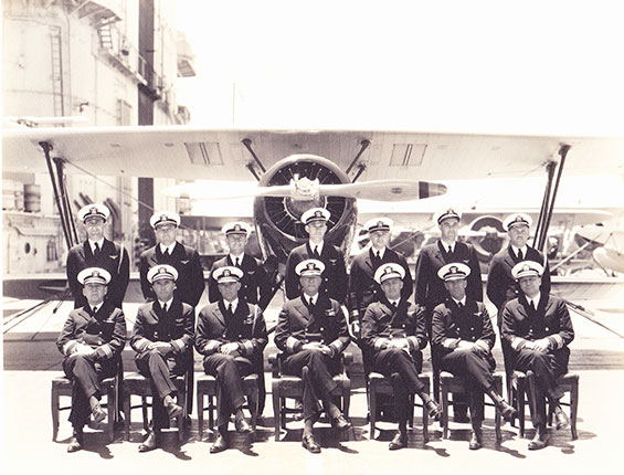Emile Choureé and Officers Aboard the U.S.S. Saratoga, Date Unknown