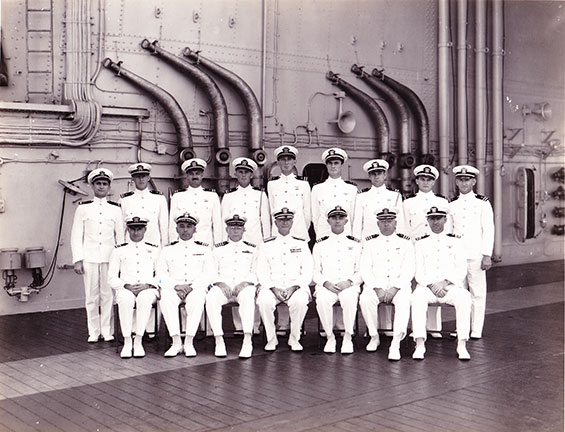 Emile Choureé and Officers Aboard the U.S.S. Saratoga, Date Unknown