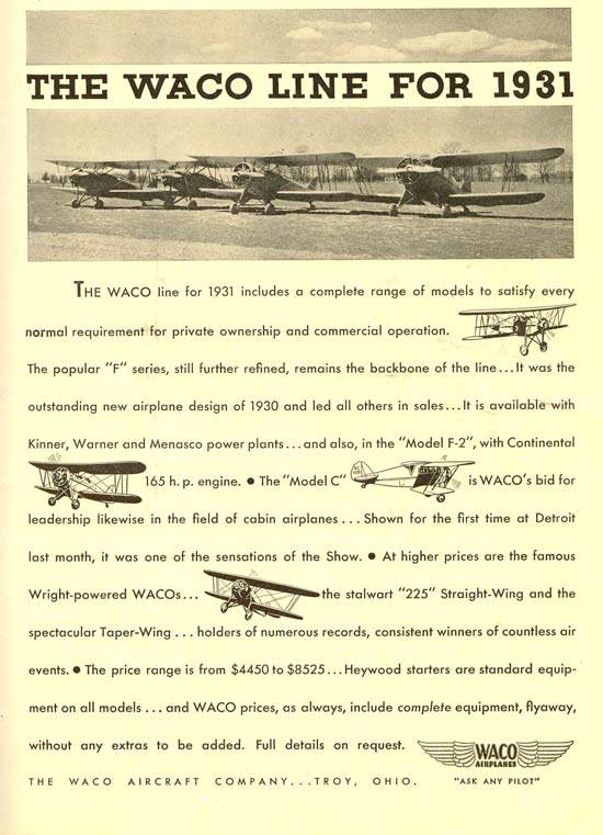 Waco Aircraft, 1931