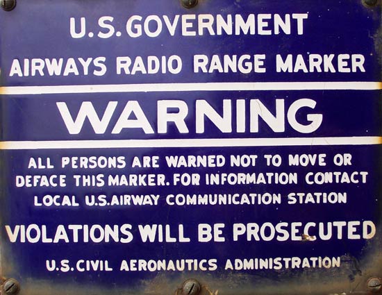 Radio Range Sign, Porcelain on Steel, Installation Date Unknown 