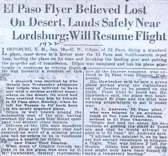 Lost in the Desert, January 19, 1922