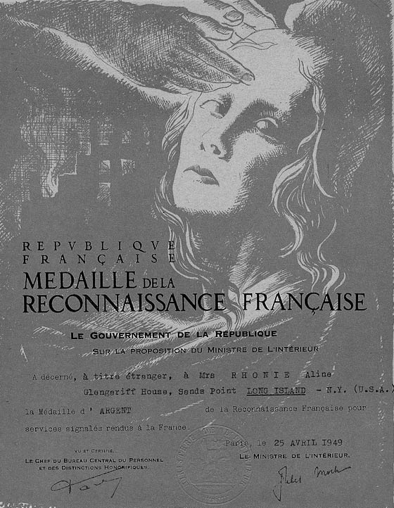 French Silver Medal of Gratitude, April 25, 1949 (Source: Roberts)