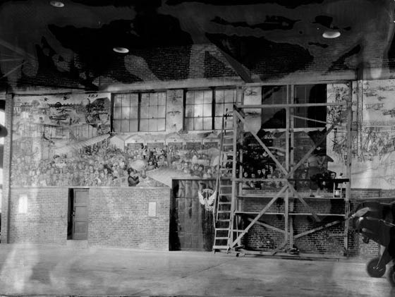 Aline Rhonie on Scaffolding, Ca. 1934-38 (Source: Roberts) 