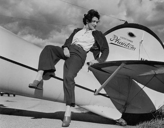 Aline Rhonie With Luscombe Phantom, Date & Location Unknown (Source: Roberts)