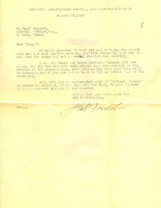 Letter from Tailspin Tommy