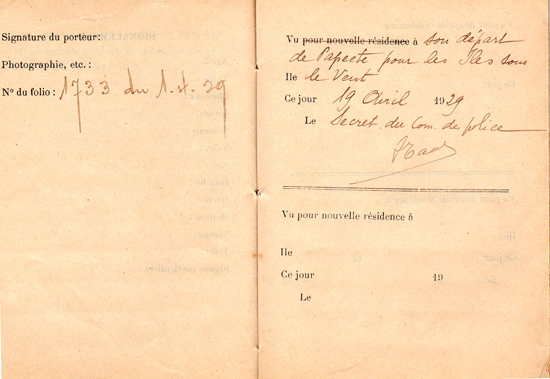 French Visa, 1929