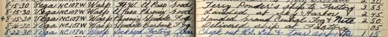 R.W. Henderson Log Book, August, 1930 (Source: Careaga) 
