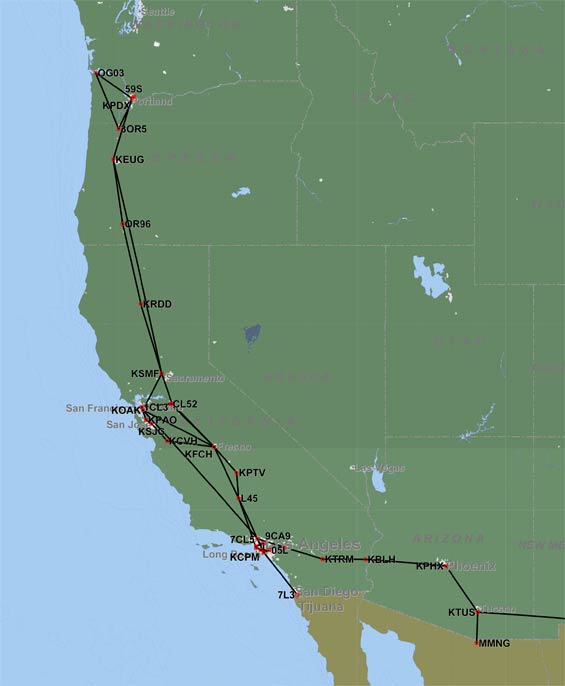 NC14797/Piper Itinerary West of Tucson (Source: Webmaster)