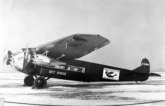 Fokker NC5614 as the "Sky Diner," Ca. 1929 (Source: SDAM) 
