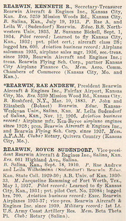 Biographical Summaries of the Rearwins (Source: Webmaster) 