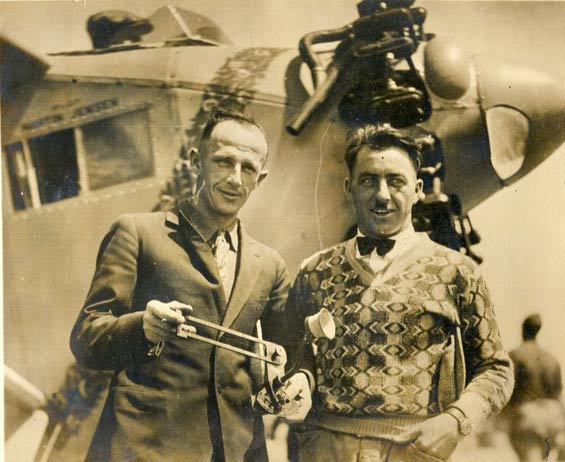 Martin Jensen (R) & Paul Schluter, Pilot and Navigator of the Aloha, Ca. 1927 (Source: Kalina)