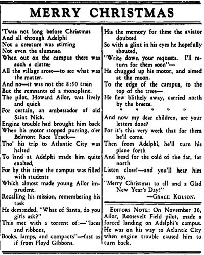 Adelphi College Fortnightly, December 18, 1935 (Source: Web)
