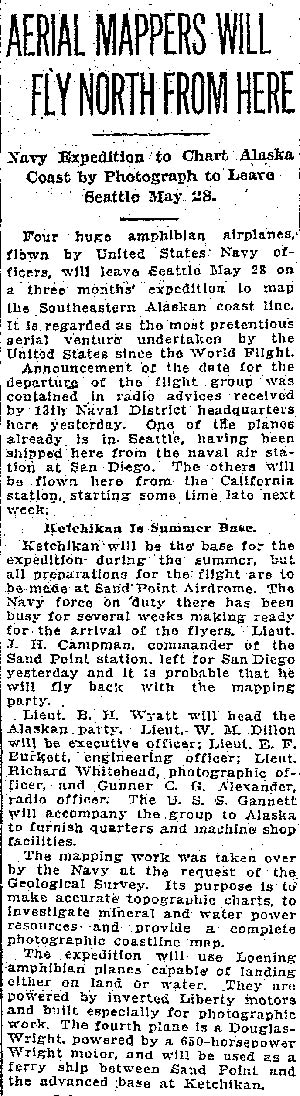 Seattle Daily Times, May 16, 1926 (Source: Woodling) 