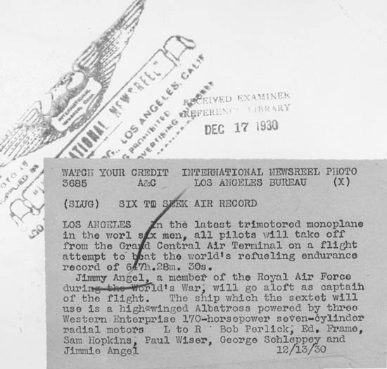 Photograph Group Data, December 13, 1930