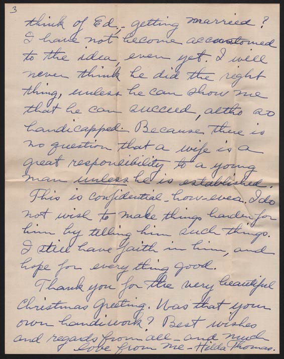 Hilda Thomas Letter to Benton Baldwin, February 4, 1934 (Source: Denault)