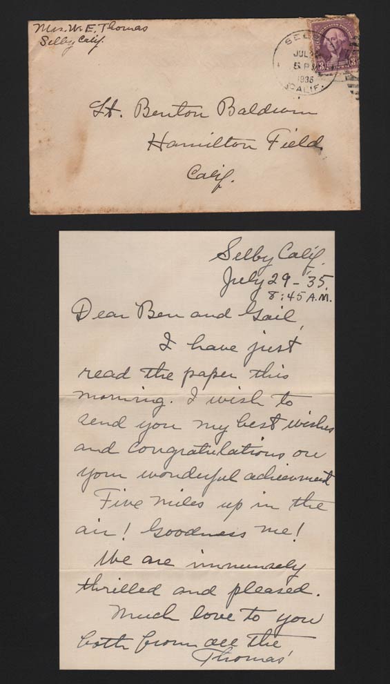 Hilda Thomas Letter to Benton Baldwin, February 4, 1934 (Source: Denault)