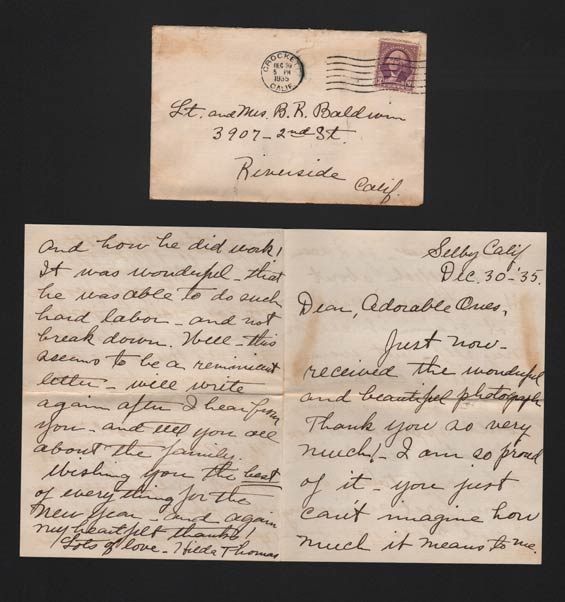 Hilda Thomas Letter to Benton Baldwin, December 30, 1935 (Source: Denault)