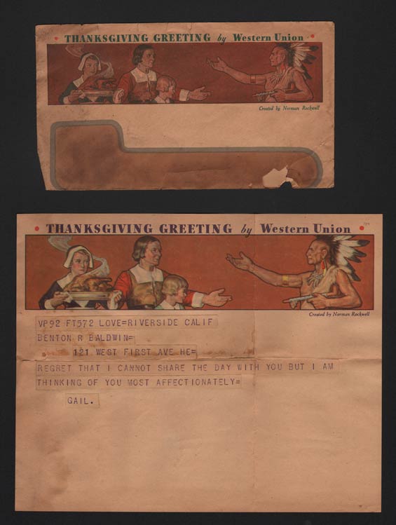 Thanksgiving Greetings from Gail, 1938(?) (Source: Denault)
