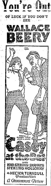 Wallace Beery, 1927 Movie Ad