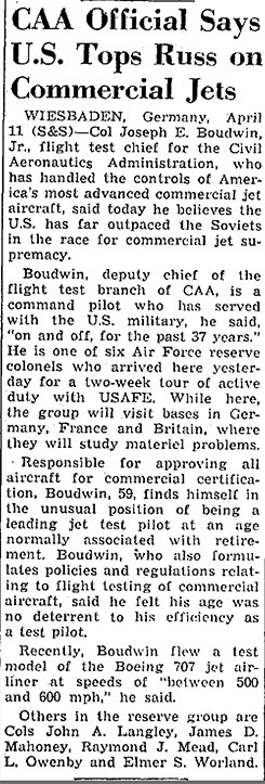 Stars & Stripes, April 12, 1956 (Source: Woodling)