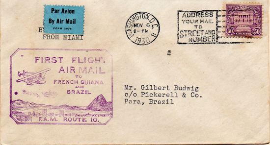 Airmail Cachet, November 8, 1930
