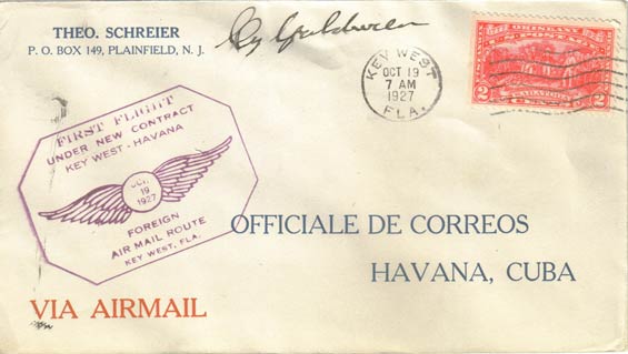 Postal Cachet, October 19, 1927 (Source: Staines)