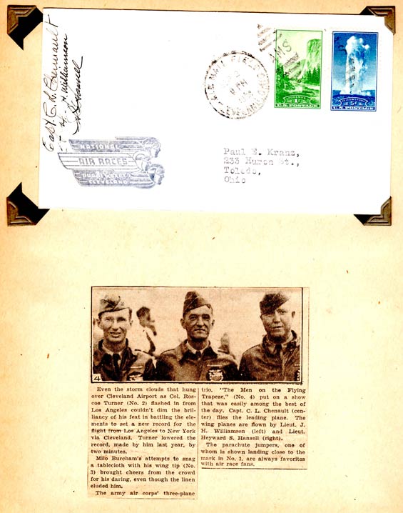 U.S. Postal Cachet, NAR, September 2, 1934 (Source: Kranz)