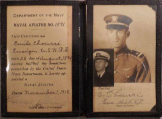 Emile Chourré Naval Aviator Certificate, November 1, 1918 (Source: GL)