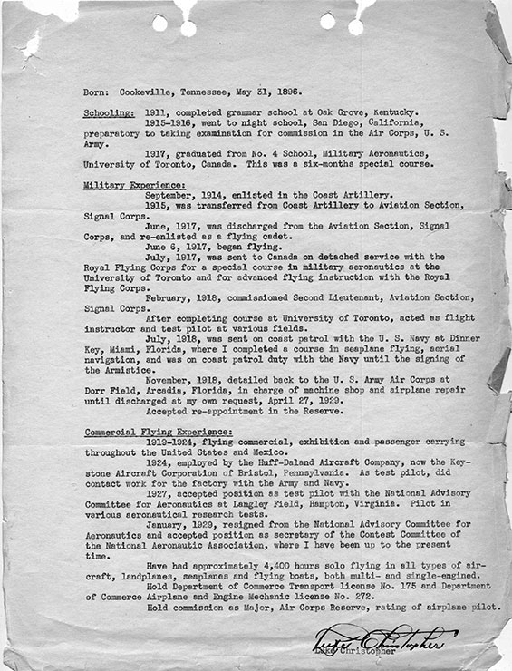 Luke Christopher, Undated Biography (Source: Site Visitor)