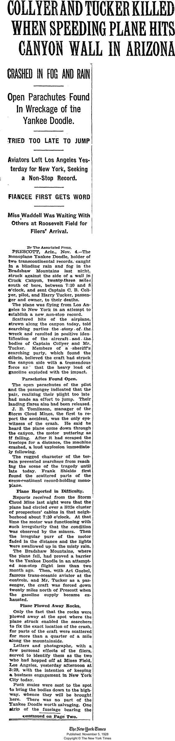 The New York Times, November 5, 1928 (Source: NYT)