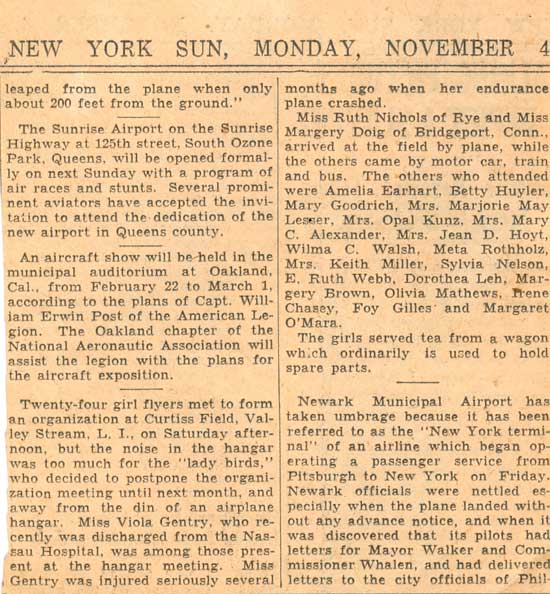 Formation of the 99s, November 4, 1929