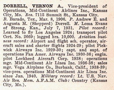 V. Dorrell Biographical Sketch, 1942 (Source: Webmaster) 
