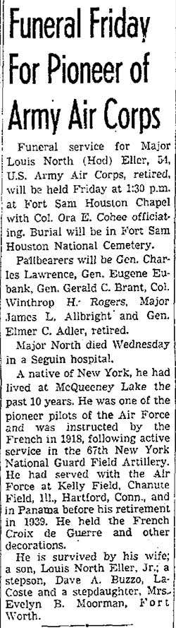 L.N. Eller Obituary, San Antonio Express, March 16, 1951 (Source: Woodling)