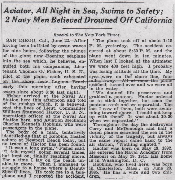 New York Times, June 23, 1927 (Source: NASM)