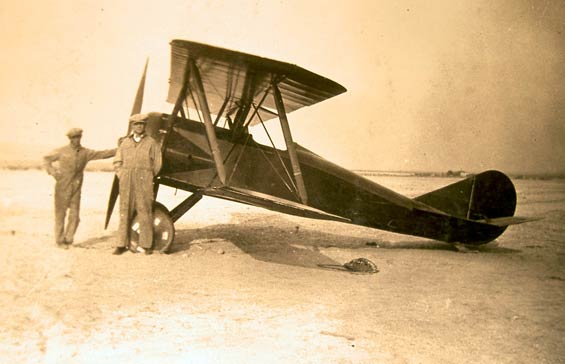 Thomas-Morse Scout With Russ Gerow (L) and Al Gilhousen (?) (Source: Gerow)
