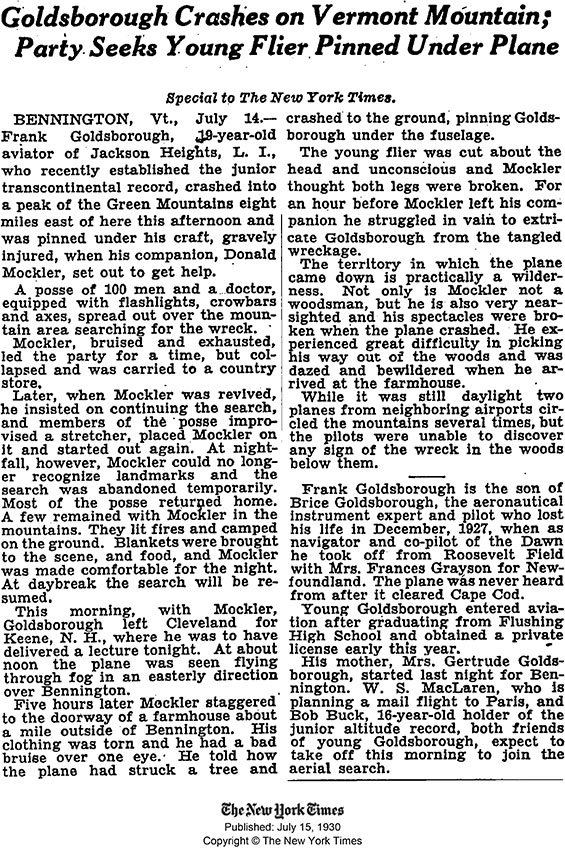 The New York Times, July 15, 1930 (Source: NYT) 