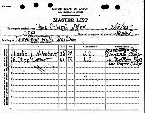 Immigration Form, July 18, 1935 (Source: ancestry.com)