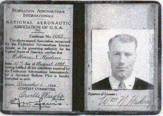 W.N. Hudson Balloon Certificate