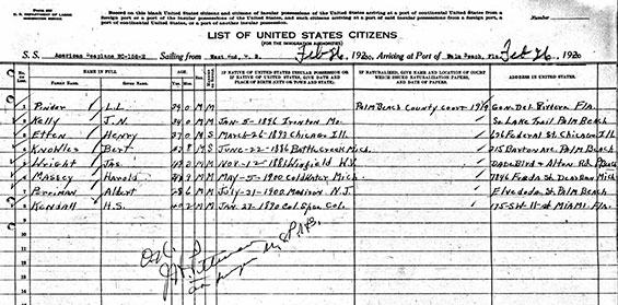 Immigration Form, February 26, 1930 (Source: ancestry.com)