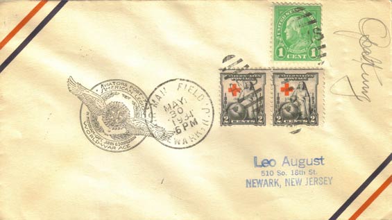 U.S. Postal Cachet, May 30, 1931, Newark, NJ (Source: Staines)