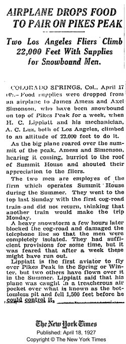 New York Times, April 18, 1927 (Source: NYT)