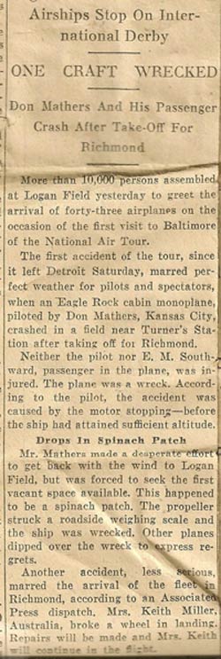Details of Forced Landing, Unsourced & Undated News Article (Source: Tietz)