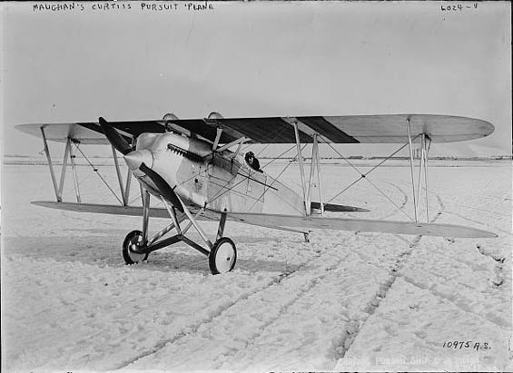 Russell Maughan in Curtiss Pursuit Aircraft, Date & Location Unknown (Source: LOC via Woodling)