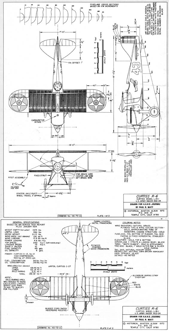 Curtiss R-6 Racer, Schematic Diagram (Source AAHS Journal via Woodling)