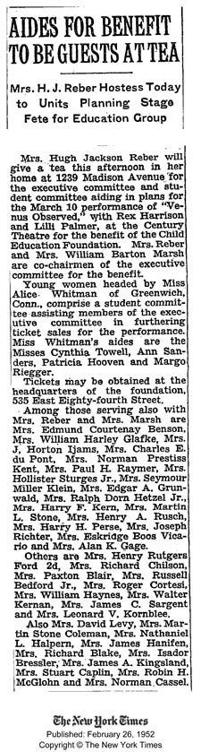 The New York Times, February 26, 1952 (Source: NYT)