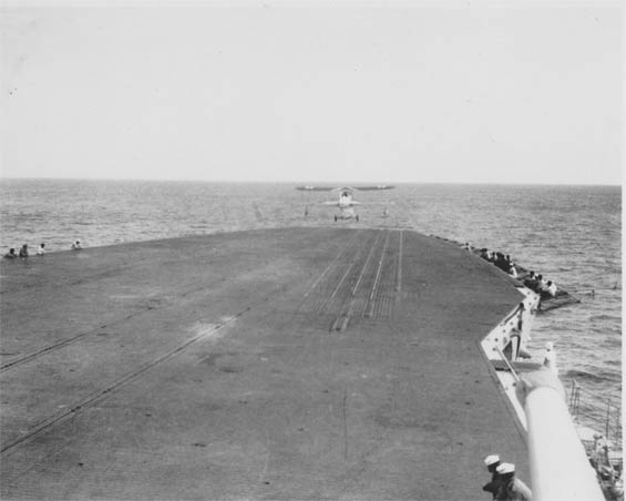 Vought O2U-1 Corsair Departing the U.S.S. Saratoga (?) (Source: Barnes)