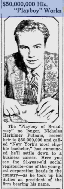 Nicholas Herkimer Putnam, December 13, 1929 (Source: Woodling)