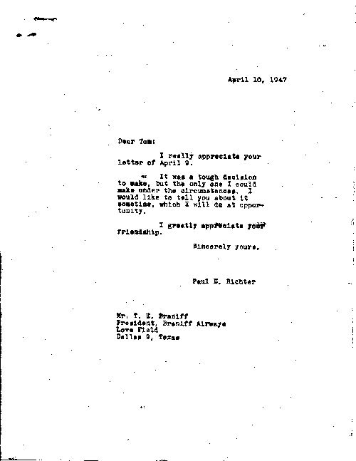 Richter Response to Braniff
